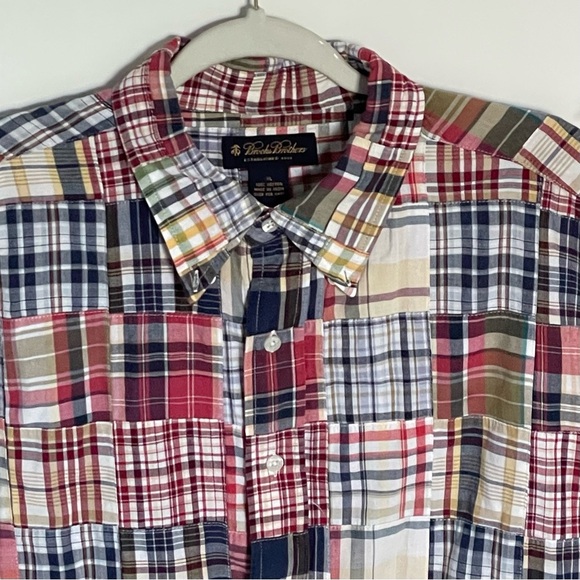 Brooks Brothers Patchwork Plaid madras Short Sleeve Button Down 35954 - Picture 4 of 13
